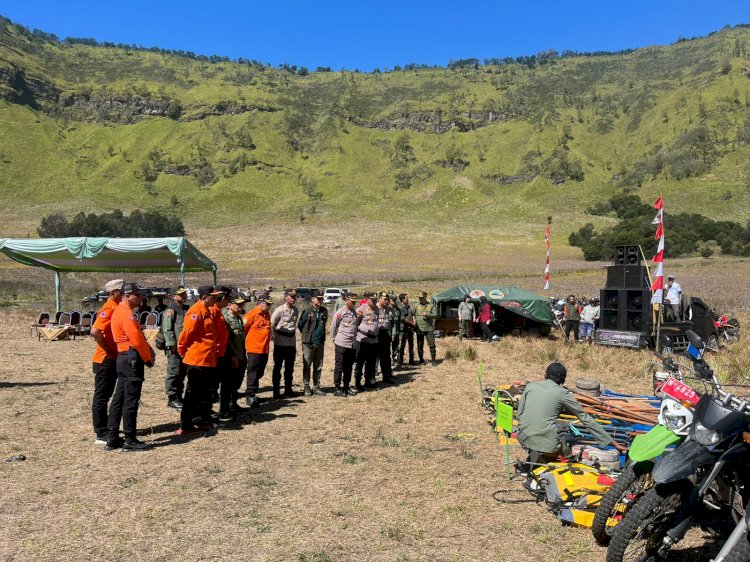 Polres Probolinggo Bersama Balai Besar TNBTS Gelar Apel Siaga Antisipasi Karhutla di Musim Kemarau